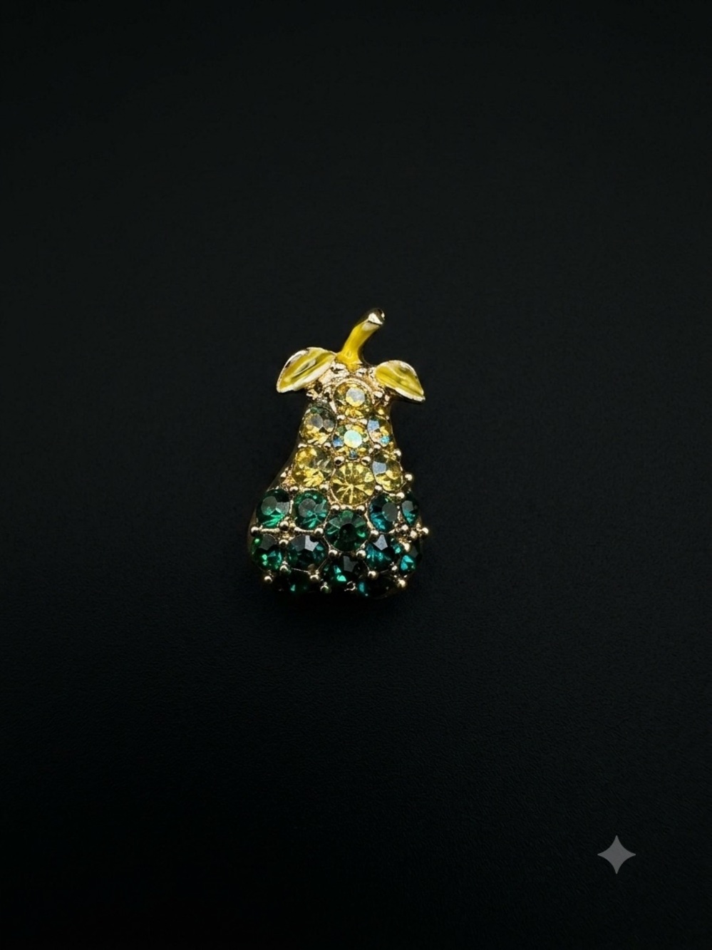 Gold-Tone Green Crystal Pear Pendant